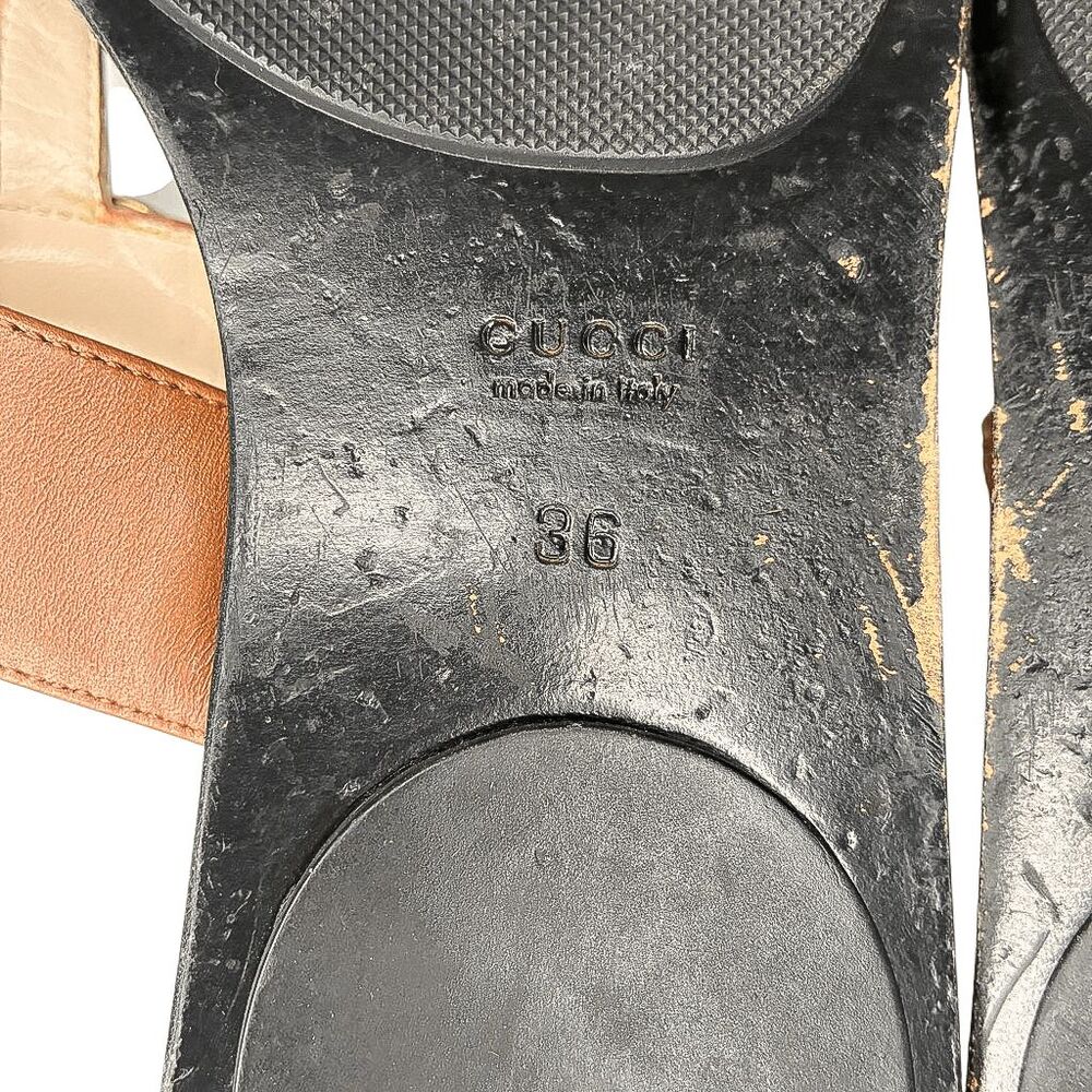 Gucci Marmont Double GG Logo Thong Sandals Brown Leather EU 36 US 6 Flat Slide - Picture 8 of 9